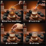 Whiskey Smoker Kit with 2 Clear Ice Maker - Old Fashioned Cocktail, Bourbon Smoker Kit with Torch, 2 Glasses, 6 Flavor Wood Chip (No Butane)