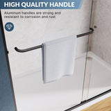 SUNNY SHOWER 58.5-60 in.W x 72 in.H Glass Shower Door, Semi Frameless Double Sliding Shower Door, 1/4" Clear Glass, Black Finish