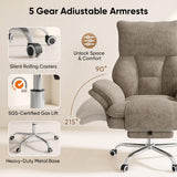 Cross Legged Office Chair with Footrest, Big and Tall Comfy Ergonomic Reclining Executive Chair Wide Seat with Flip-Down Armrests