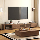 NessCarsti Mid-Century Modern Expandable TV Stand & Coffee Table Set,Walnut