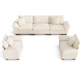 PHI VILLA 3-Piece Modular Sofa Set, 3-Seat Sectional Couch and 2 Armchairs