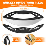 Suanyok Premium Pizza Cutter Rocker Blade with Cover, 12" Stainless Steel Large Wheel Slicer-Food Vegetable Chopper Kitchen Gadgets, Black