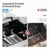 2 in 1 Propane Griddle Grill Combo, 6-Burner Propane Gas BBQ Grill with Porcelain-Enameled Cast Iron Grates & Plate, 42,000 BTU Combo Grill