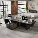 Adjustable Executive Desk - Luxury L Shaped Desk with Drawers, Large Table with File Cabinets