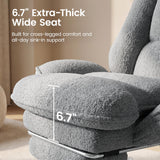 Daluvenix Cross Legged Office Chair with Flip Armrests，Big and Tall Executive Office Chair, 135° Reclining Criss Cross Chair with Footrest & Lumbar Pillow, Sink-in Cloud Cushion, Sherpa Fleece, Gray