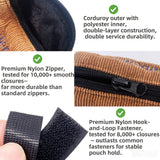 Cute Dog Poop Bag Holder with Hook-and-Loop Attachment, Double Layer Fabric Waste Bag Dispenser for Leashes, Includes Starter Roll for Easy Pet Cleanup (Brown)