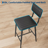 IDEALHOUSE Bar Stools Set of 8 w/Back & Footrest, Counter Height Bar Stools Set of 8 with Thick Cushion & Thickened Metal Legs, Upholstered Counter Height Bar Stools for Island, Counter Bar, Black
