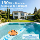 2026 NEW Cordless Robotic Pool Cleaner, Automatic Robotic Pool Vacuum Cleaner with Dual Motors, 130mins Runtime & Auto Docking Pool Vacuum Robot for Inground Pools Up to 1100 Sq.Ft, JQR-V201, Orange