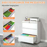 Gecheer 3 Drawer Lateral File Cabinet, 35.4" Wide Metal Filing Cabinet with Lock, Heavy Duty Steel Office Storage for Letter Legal A4 Files, Anti-Tip Safety Interlock, Full Extension Drawers
