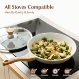SENSARTE Nonstick Ceramic Frying Pan with Lid 8/9.5/10/11/12.5 Inch Omelet Pan Skillet, Free of Intentionally Added PFAS/PTFE Non-toxic Chef's Pan Induction Compatible Pan, Heat Resistant Handle