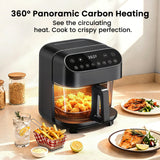 Electactic Air Fryer, 4.5 QT Glass Air Fryer PFAS Free & Dishwasher-Safe Basket, 8 Preset Touchscreen, 360° View Cooking, for Healthy Meals in Minutes - Black