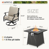 MIXPATIO 5-Piece Metal Patio Conversation Set, 28-Inch Fire Pit Table