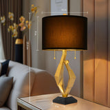 Sculptural Table Lamp Set of 2 with USB Ports For Living Room, Gold Leaf Finish Farmhouse Bedside Lamps with S Cluster Pull Chains Switch for Bedroom, Rustic Nightstand Lamp for Office, Hotel, Bar