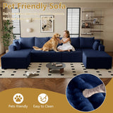 160" Cloud Sectional Boneless Couch U Shaped with Double Chaise