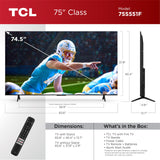 TCL 75-Inch Class S5 UHD 4K LED Smart TV with Fire TV (75S551F, 2024 Model), Dolby Vision and Atmos, HDR PRO+, Alexa Built-in with Voice Remote, Apple AirPlay 2 Compatibility, Streaming Television