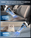 BRL Handheld Vacuum Cordless, Brushless Car Vacuum Cleaner with 12000PA Powerful Suction, 2 Suction Modes Mini Hand Vacuum, Dry & Wet, Portable Vacuum for Car Pet Hair, Home, Office, Keyboards