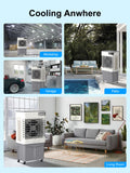 Uthfy Swamp Cooler, 42 Inch Evaporative Air Cooler with 13.5 Gal Large Water Tank, 3600 CFM, 120° Oscillation, 3 Modes & 3 Speeds, Remote, 12 H Timer, 4 Ice Packs, Portable Air Conditioner for Outdoor