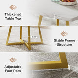 Tribesigns Square Dining Table, 31.5" Modern Dinner Table with Metal Base, Kitchen Table for Dining Room, Small Space, Apartment, White & Gold (4pcs)