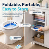 Pochik Electric Sitz Bath for Toilet Seat, Collapsible Portable Soaking Tub for Hemorrhoids and Postpartum Care, Automatic Flushing Sitz Bath Basin with Adjustable Flow - Aqua