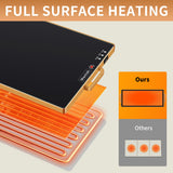 Electric Warming Tray (L 32"x12")，Food Warmers for Parties Buffet with Thermostat & Full Surface Heating, Tempered Glass Warming Mat for Food, Temperature Adjustable Gold Handles Food Warming Mat