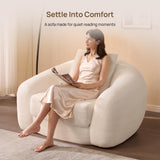 SICOTAS 49.9" Curved Convertible Sofa Couch Bed for Living Room Futon Cloud Boneless Sleeper Chair Pull Out Floor Couch with Deep Seat Single Sofa Foam Lounger No Assembly for Bedroom Apartment, White