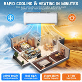 Albott 24000 BTU Mini Split Air Conditioner Heat Pump, SEER2 21, 208-230V, Inverter AC with Wi-Fi Smart Control, Voice Assistant, Self-Cleaning, Cools up to 1500 Sq. Ft.