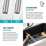 KRAUS Vetra 2-Function Single Handle Pull Down Kitchen Faucet in Spot-Free Brushed Brass/Matte Black, KPF-2850SFBBMB