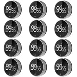 12 Pack Digital Kitchen Timer - Magnetic Kitchen Timer Visual timers Large LED Display Countup Timer 3 Volumes, 2 Brightness LevelsExtensively Use in Break Time, Cooking,Gym, Meeting, Classroom（Black）