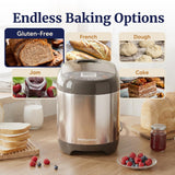 Elite Gourmet EBM8103SS Programmable Bread Maker Machine, 3 Loaf Sizes, 19 Menu Functions Gluten Free White Wheat Rye French and more, 2 Lb, Stainless Steel