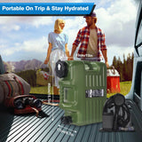 Portable Camping Shower with 5 Gallon Water Jug, 6000mAh Rechargeable Outdoor Camping Shower Kit, IPX7 Waterproof Pump BPA Free Water Containers Camp Essentials Green