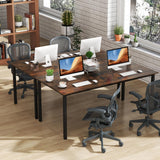 71" L x 35.5" W Large Meeting Table with Metal Frames, Rectangle Conference Room Table with Cable Grommet for Office, Boardroom