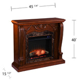 SEI Furniture Cardona Carved Wood & Faux Marble Electric Fireplace, New Walnut