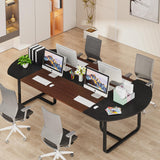6ft Oval Conference Table Curved Meeting Tables for Office Brown