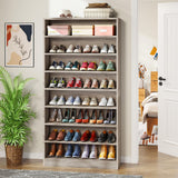 Tribesigns 2PCS Shoe Cabinet, 9 Tiers 40-45 Pairs Heavy Duty Wood Freestanding Shoe Storage Cabinet, 70.8'' Tall Shoe Cabinet with Open Storage for Entryway (Beige Gray)