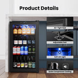 Yeego Beverage Refrigerator, 130 Can Beer Fridge, Glass Door Drink Cooler