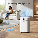 CHIVALZ 1500 Sq.Ft Dehumidifier for Basement, Quiet Dehumidifier for Home, Bedroom, Bathroom, Humidity Display, with Drain Hose, Auto Shut Off, 3 Modes, Timer, Auto Defrost, Child Lock, White 1Pack