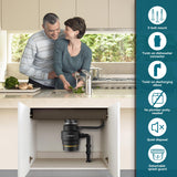 CHOOBA Garbage Disposal 3/4 HP, Food Waste Disposal Continuous Feed, Kitchen Garbage Disposal with Dishwasher Connection & Plug, Power Cord Included, Matte Black