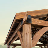 Backyard Discovery Arlington 12' x 12' Cedar Wood Outdoor Gazebo Pavilion with Hardtop Galvanized Steel Peak Roof