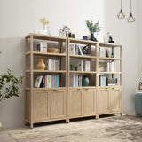 SICOTAS 71" Tall Rattan Bookshelf with Doors for Living Room Library