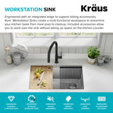 KRAUS Kore Workstation 30-inch Undermount 16 Gauge Stainless Steel Kitchen Sink, Single Bowl Kitchen Sink with Accessories, KWU110-30