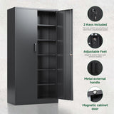 Metal Storage Cabinets with Lock Doors,Tall Locker Organizer Steel Garage Cabinets, 5 Adjustable Layers (Black)