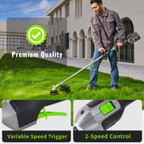 NovorikX 60V Cordless String Trimmer 17" Trimmer Weed Wacker, 2-Speed Brushless Weed Eater, Attachment Capable, 5.0Ah Battery and Charger Included
