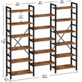 Bookshelves 6 Tiers Triple Wide Industrial Bookshelf, Large Etagere Bookshelf Open Display Shelves