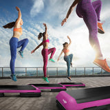 Yes4All Adjustable Workout Aerobic Exercise Step Platform Health Club Size with 4 Adjustable Risers Included and Advanced Risers Options - Pink Black