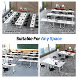 Office Folding Mobile Conference Table with Wheels, Modular Rolling Training Seminar Desk for School Classroom Meeting Office Library, 61.0IN, White, 10