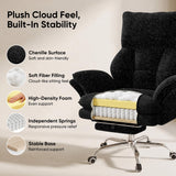 Cross Legged Office Chair with Footrest, Big and Tall Comfy Ergonomic Reclining Executive Chair Wide Seat with Flip-Down Armrests