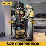 SOYEEZE Fishing Rod Holders for Garage,Fishing Gear Holder for Fishing Rod Tackle Box Storage，Fishing Pole Holders for 12 Rods with Hooks and Pegboard,Fishing Cart with Reel Rack