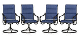 PHI VILLA Swivel Patio Dining Chairs Set of 4, Padded Textilene Mesh, Blue