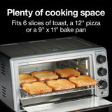Toaster Oven Air Fryer Combo with 4 Functions Including Convection, Bake & Broil, Fits 6 Slices or 12” Pizza, Auto Shutoff, Black Proctor Silex