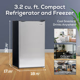 Igloo 3.2 Cu.Ft. Mini Fridge with Freezer - Single Door Compact Refrigerator with Glass Shelves for Homes, Dorms & Offices- Keep Snacks, Drinks & Frozen Foods Cool with Temperature Control Mini Fridge